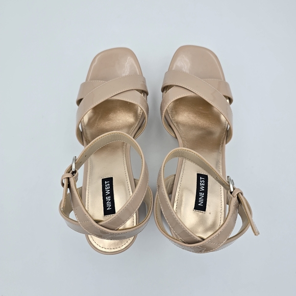 Nine West Joya3 Block Heel Ankle Strap Sandals, Nude, like-new, Size 9M - Picture 9 of 16